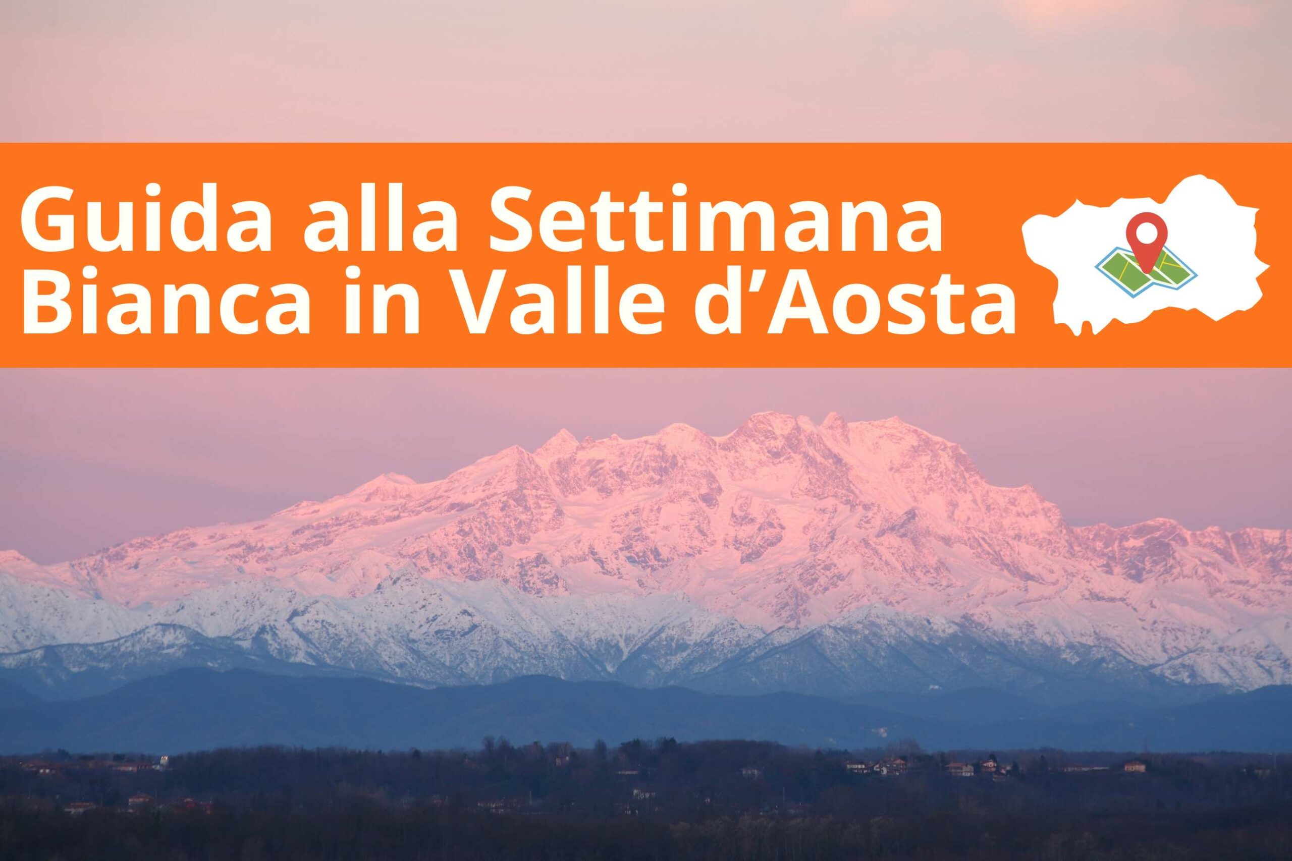 Panoramica del Monte Rosa al tramonto vista da Gressoney-La-Trinité, meta ideale per la settimana bianca in Valle d’Aosta